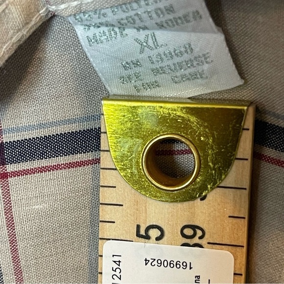 Christian Dior Long Sleeve Button Down Size XL Tan/Navy/Red Plaid - Picture 12 of 16